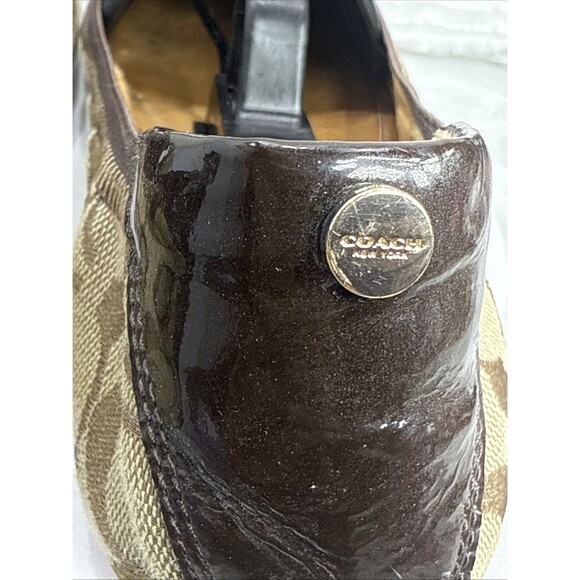 (C)Coach Wanda Women's Tan/Brown Signature Logo Canvas/Leather Ballet Flats 8.5B - Picture 5 of 12